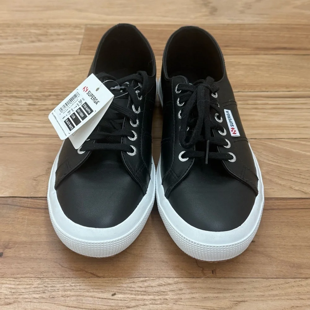 Superga Cotu 2750 Black Nappa Leather Women’s US 8.5 EU 39.5 - Picture 2 of 7
